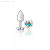 Cheeky Charms - Silver Metal Butt Plug - Heart/Clear-French Quarter Lingerie